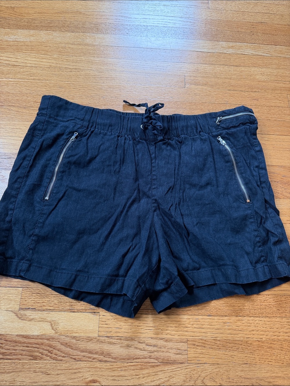 INC International Concepts Black Linen-Blend Drawstring Athletic Shorts